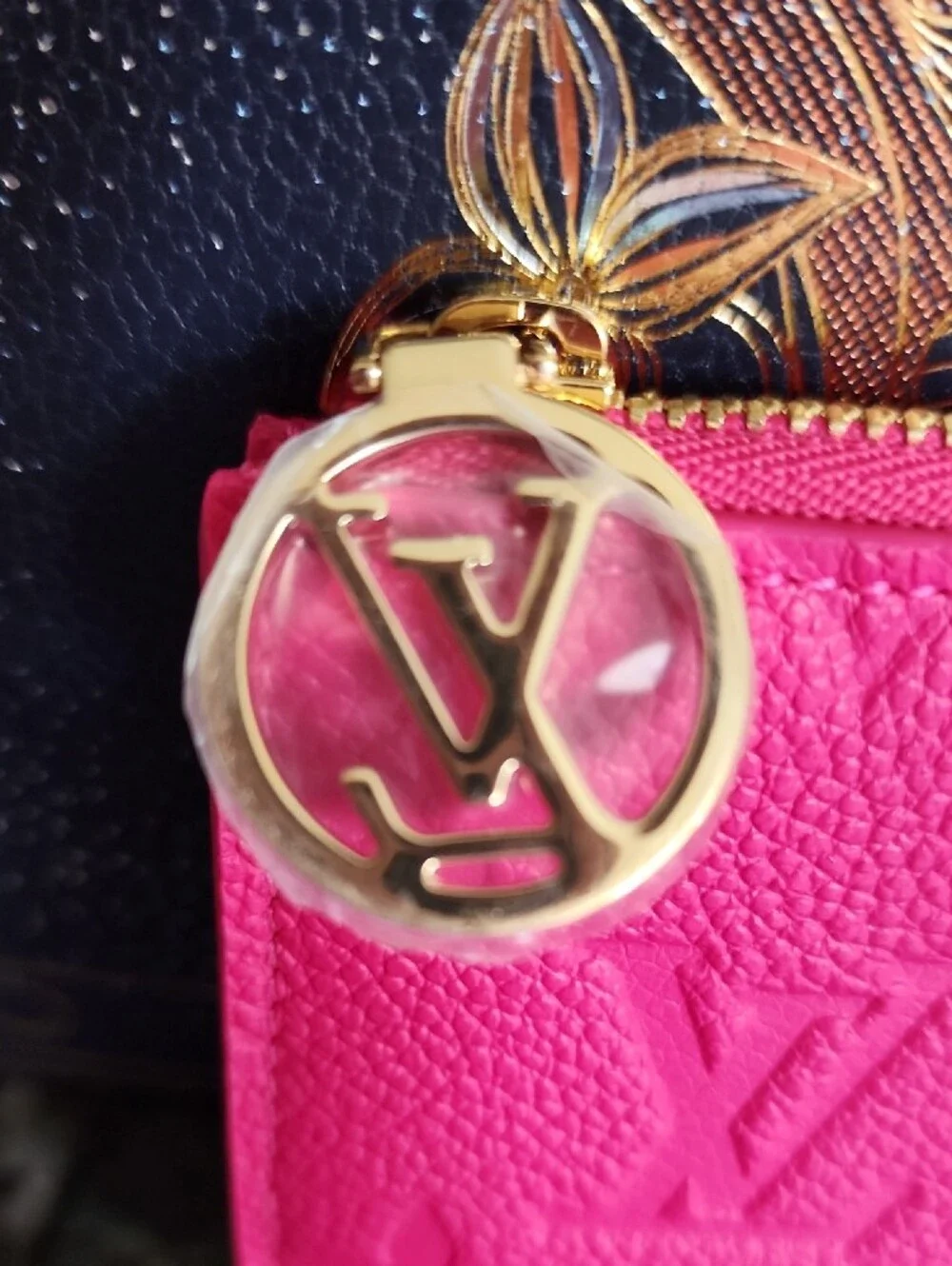 Louis Vuitton Hot Pink Monogram Cardholder with Gold Charm